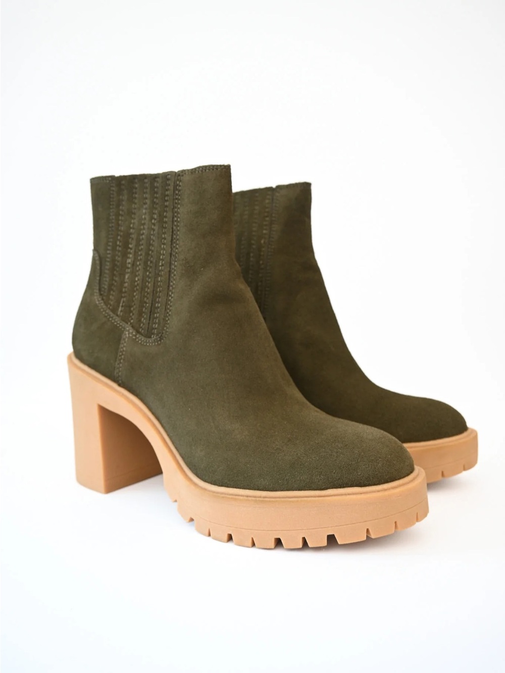 Dolce Vita Caster H2O Waterproof Suede Boots in Olive Suede | Size 9.5